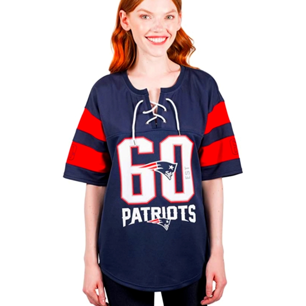 NFL Womens Large Lace Up Jersey Patriots Shirt NWTs